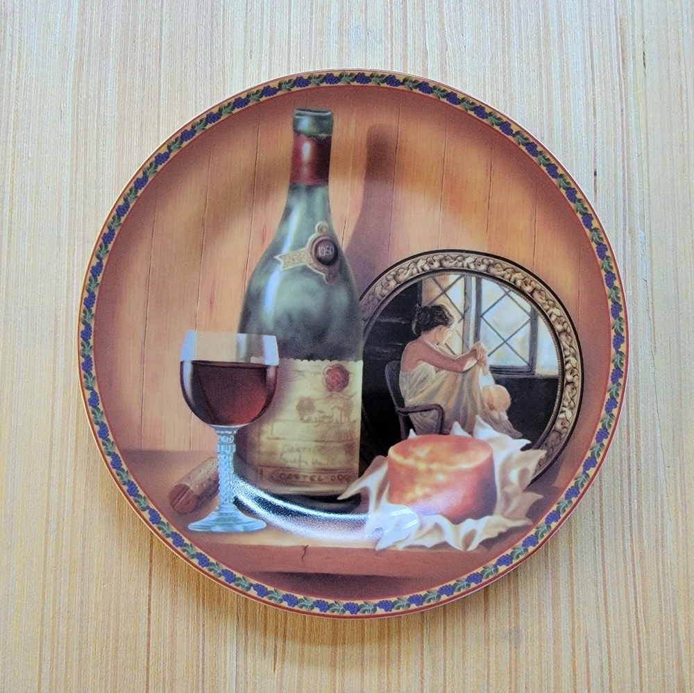 Burton Painted Art Wine Italian Collector Dessert Plate Dish Kitchen Wall Decor